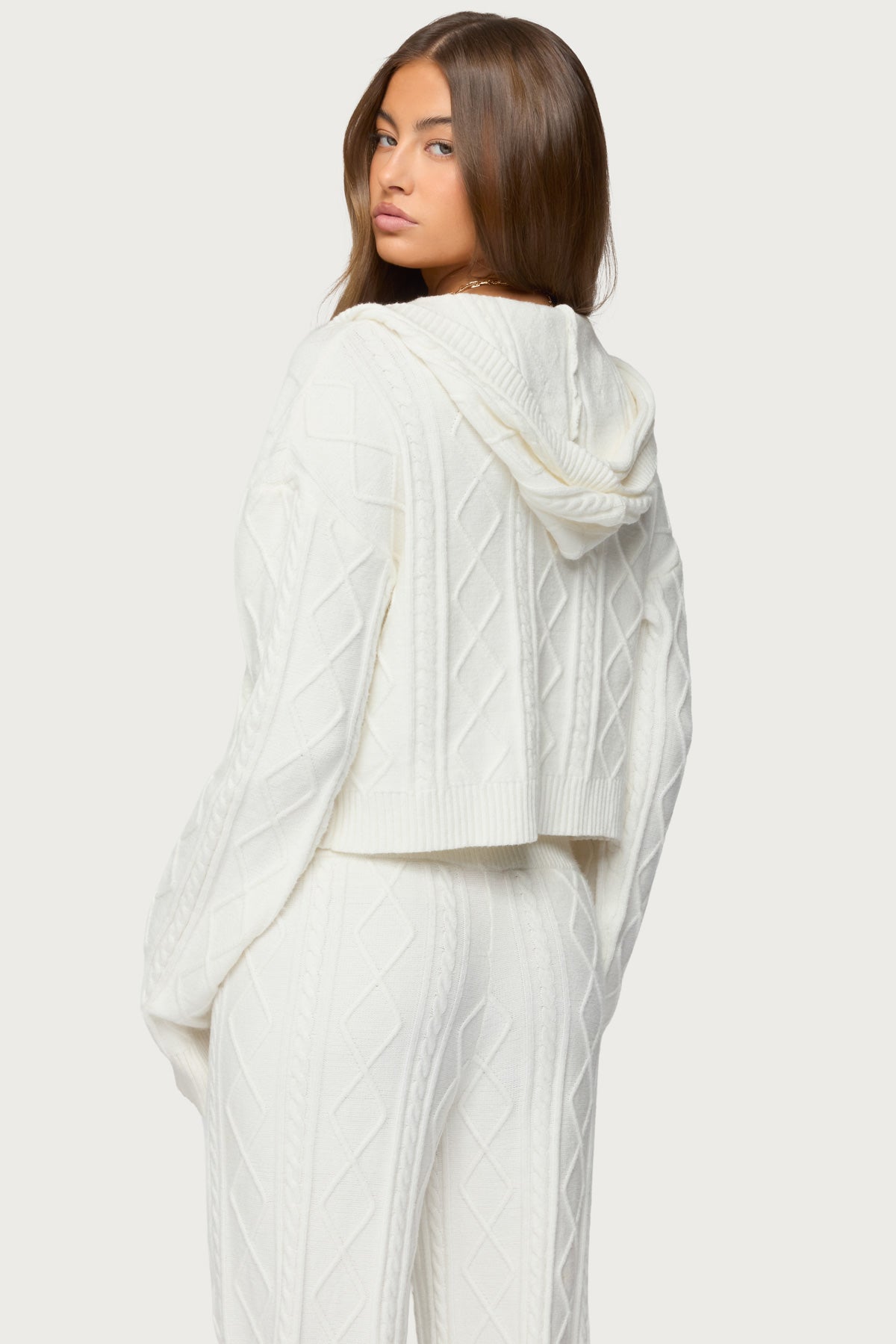 Louise Cable Knit Hooded Cardigan - Image 4