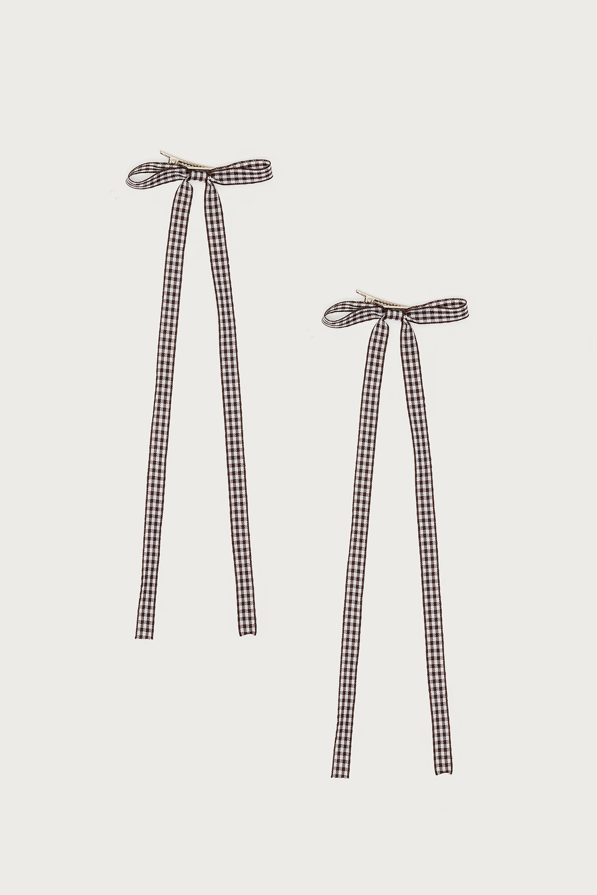 Gingham Bow Hair Clip Set - Image 2