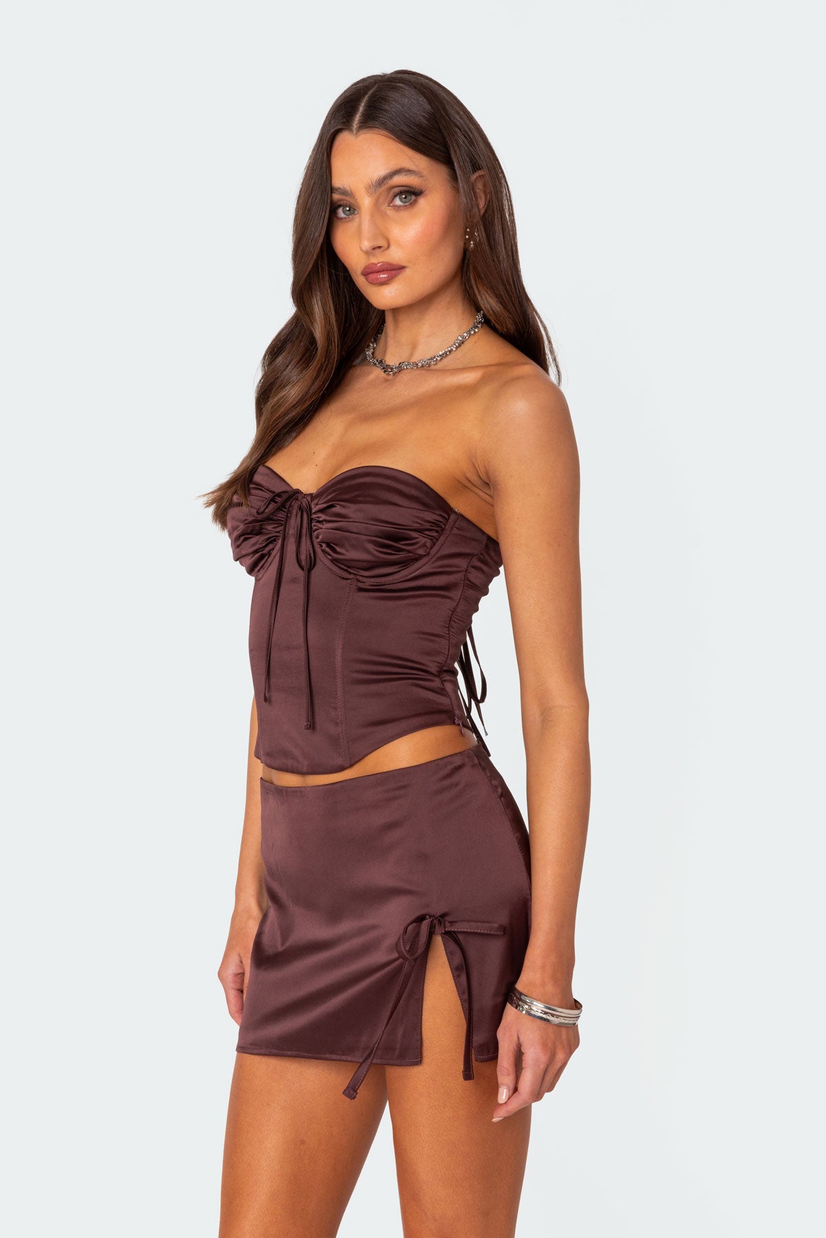Bea Satin Effect Lace Up Corset - Image 3