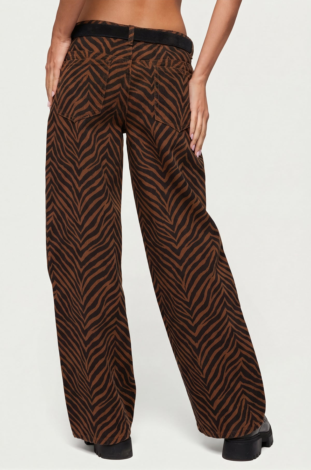 Zebra Print Low Rise Baggy Jeans - Image 5