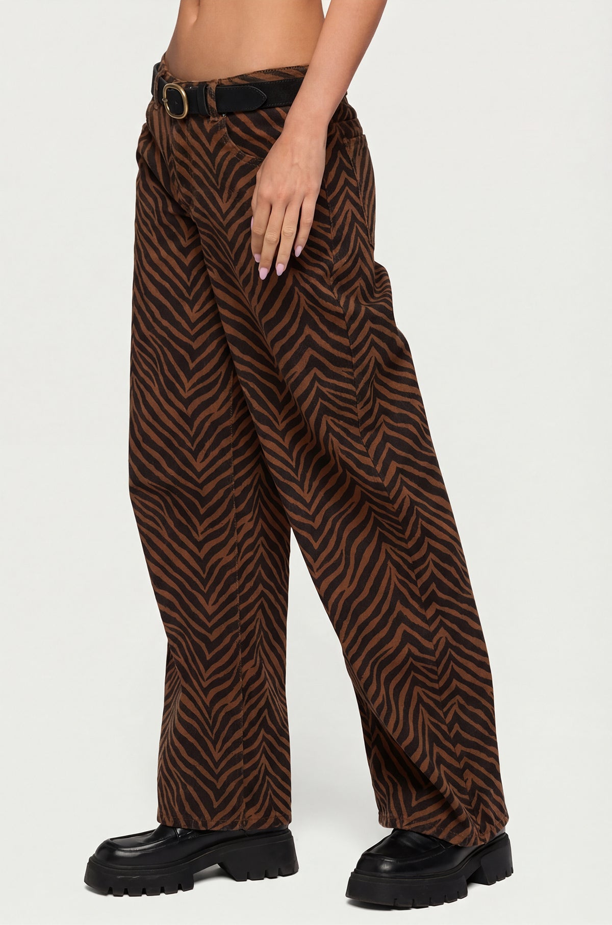Zebra Print Low Rise Baggy Jeans - Image 4