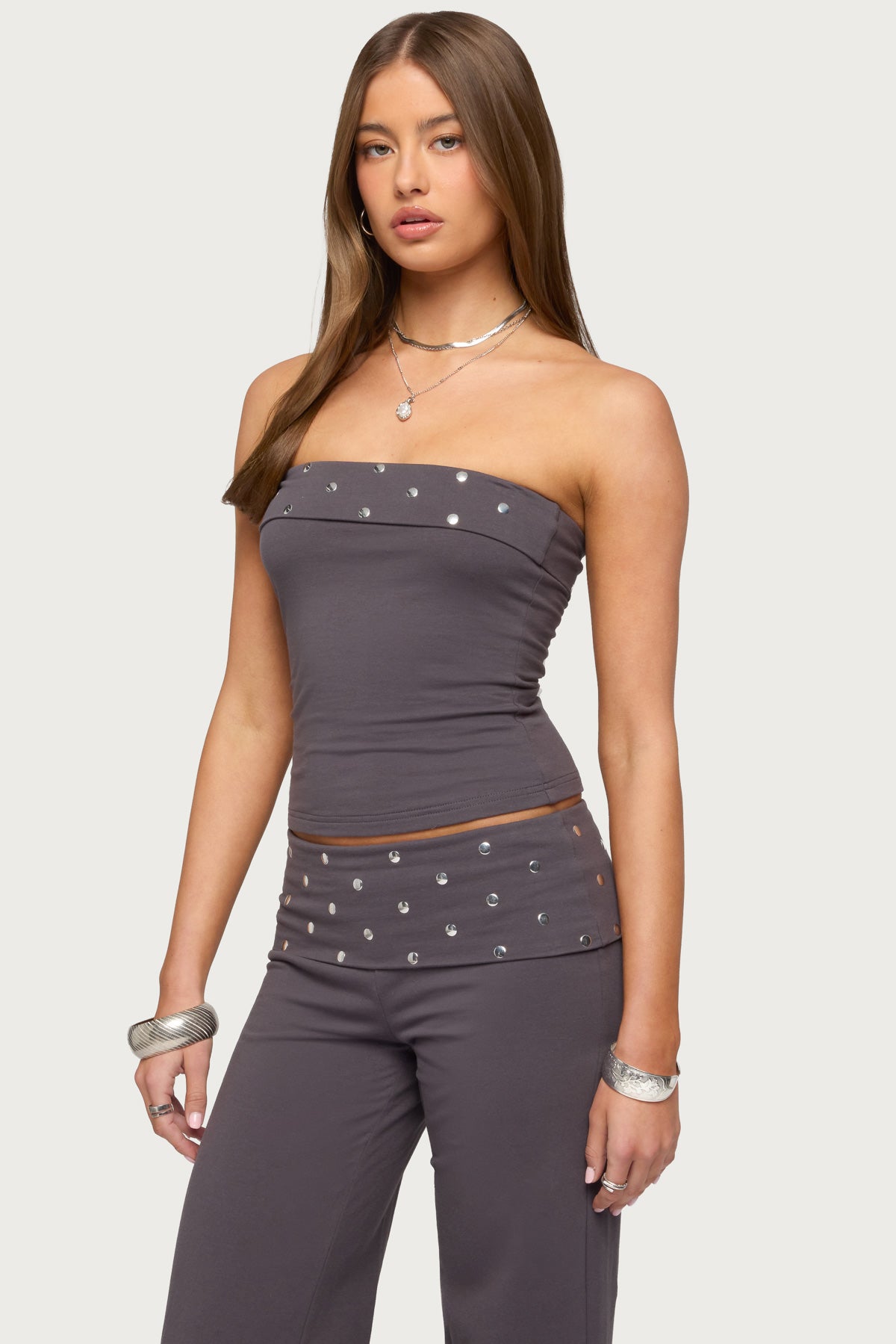 Breanna Studded Foldover Tube Top - Image 3