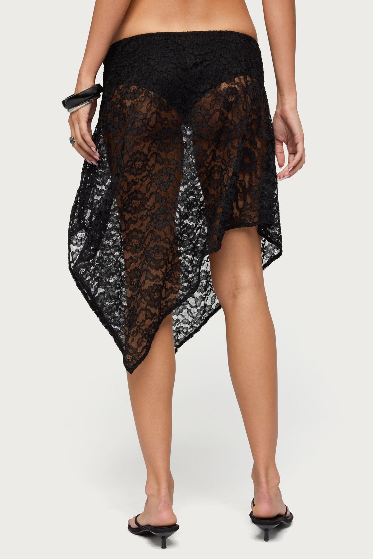 Sheer Lace Handkerchief Midi Skort - Image 4