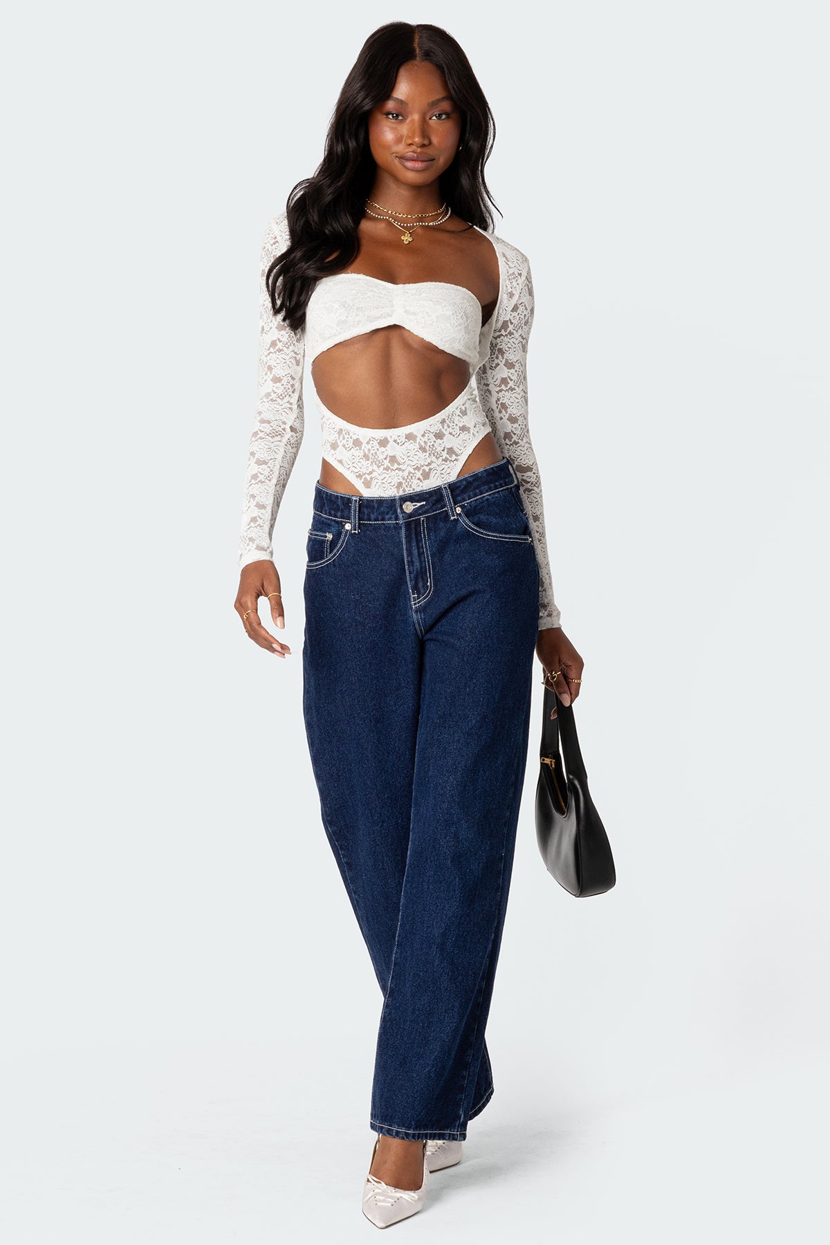 Zoey Sheer Lace Two Piece Bodysuit - Image 2