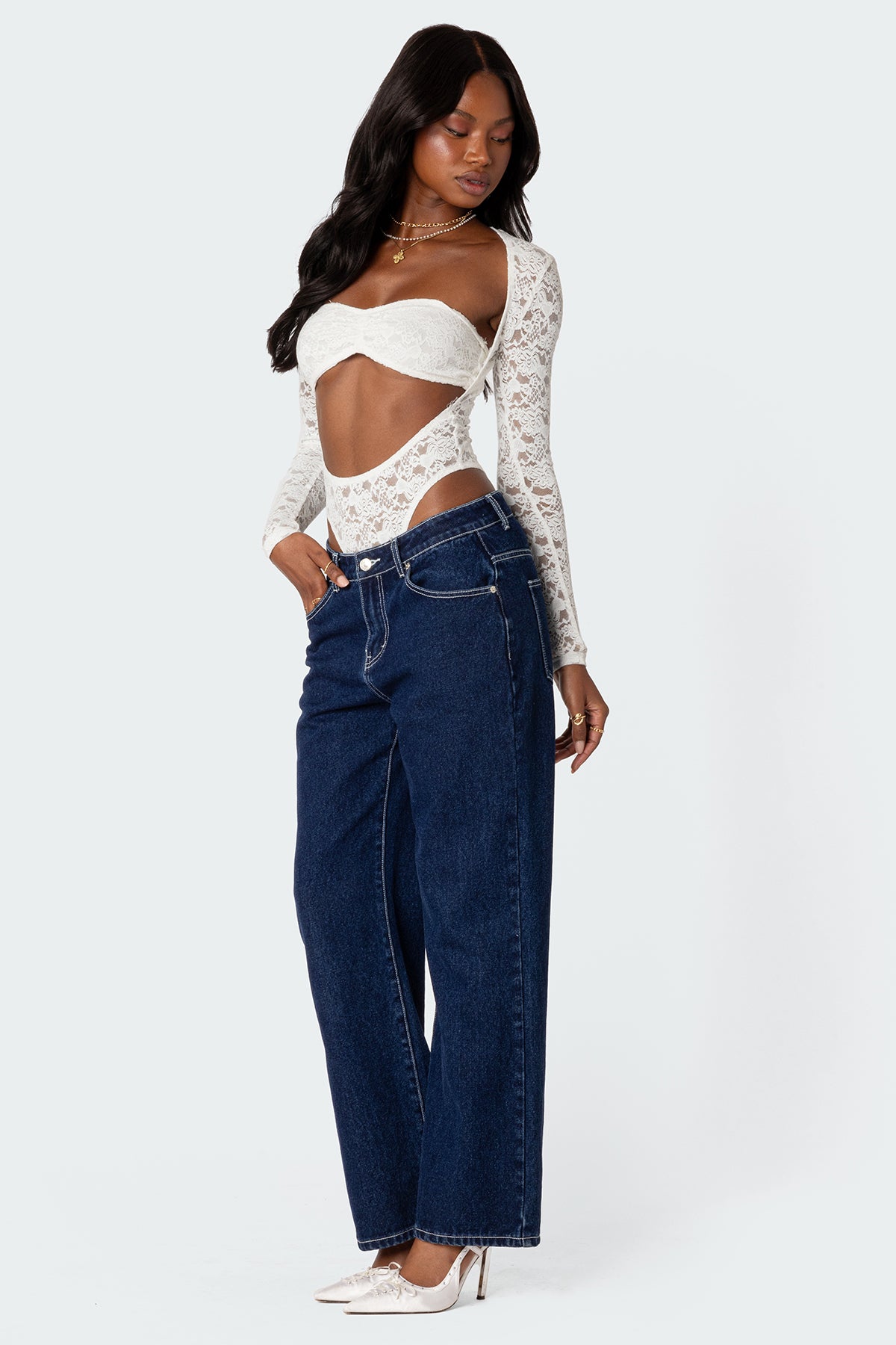 Zoey Sheer Lace Two Piece Bodysuit - Image 3