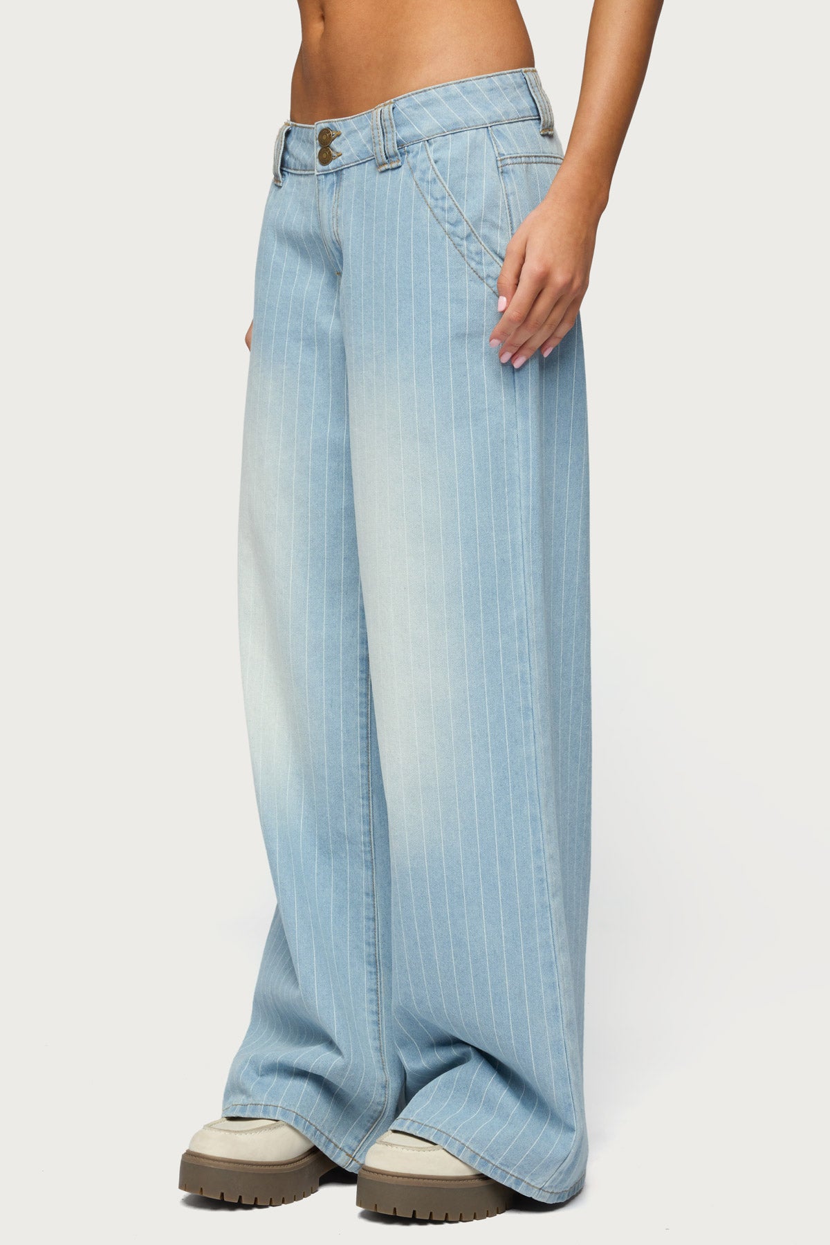 Cory Striped Low Rise Baggy Jeans - Image 3