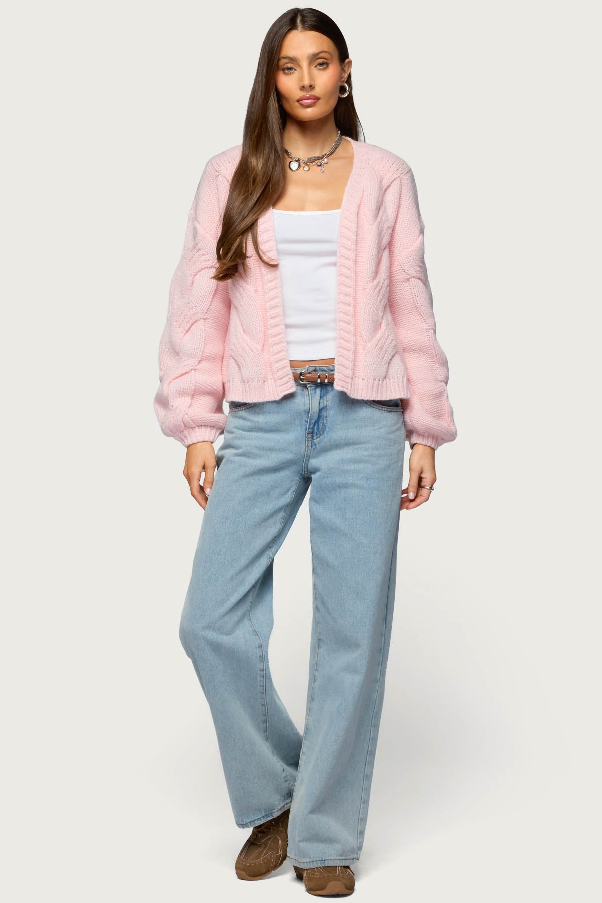 Braiden Chunky Cable Knit Cardigan - Image 5