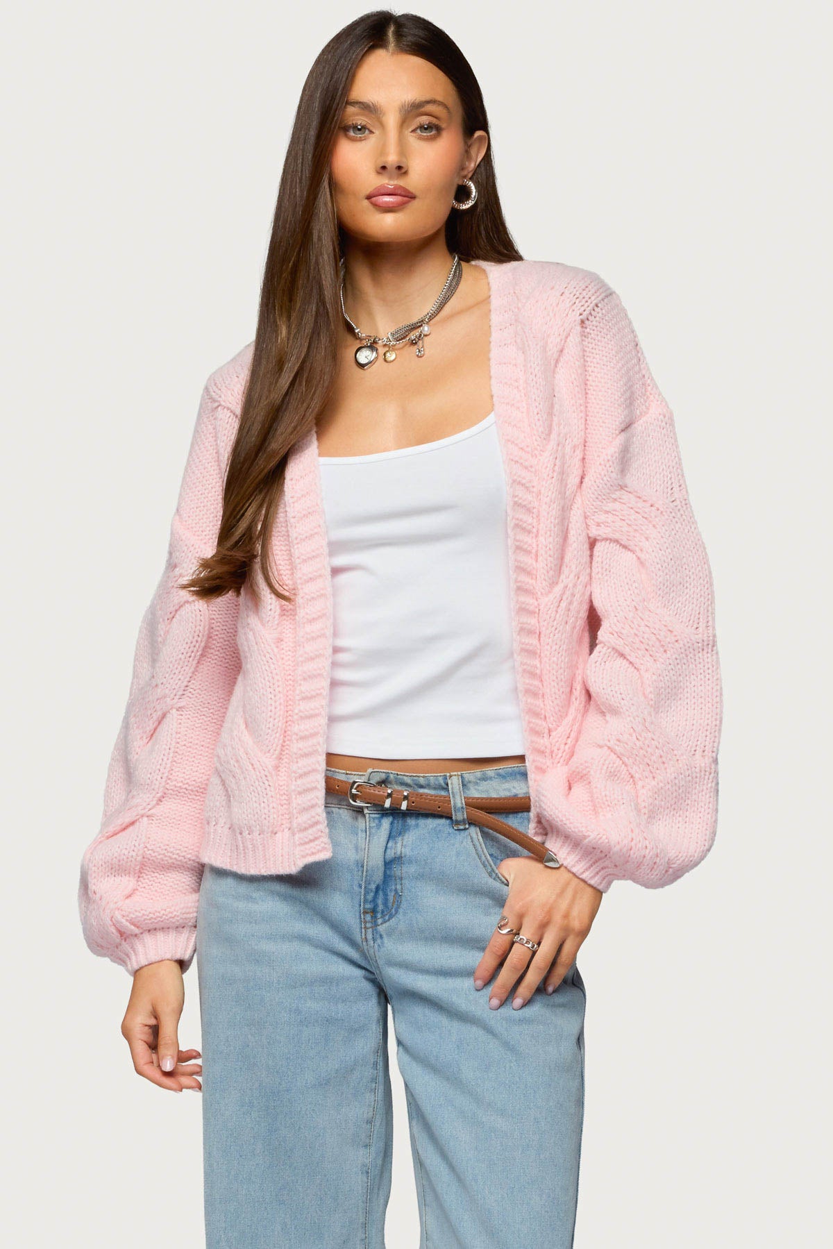 Braiden Chunky Cable Knit Cardigan - Image 2