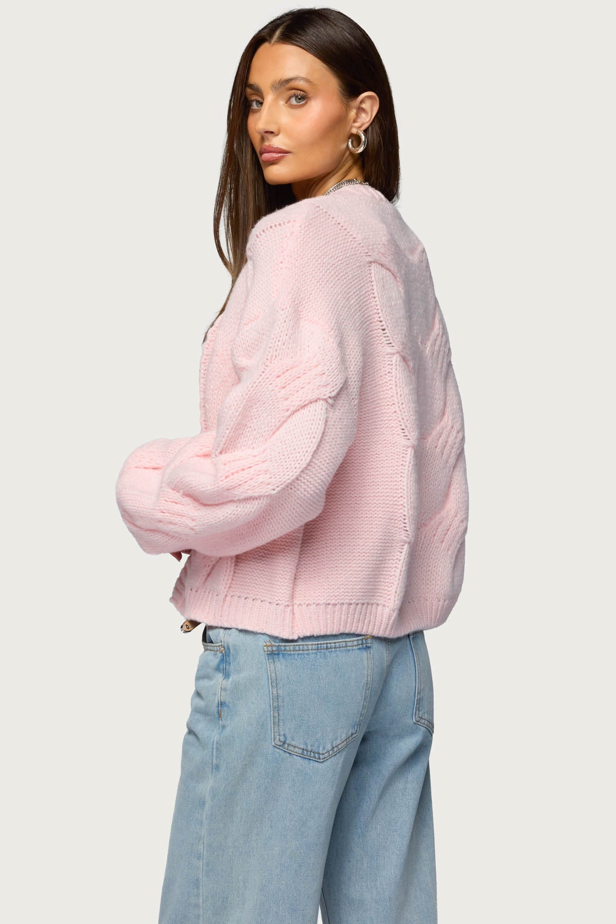 Braiden Chunky Cable Knit Cardigan - Image 6