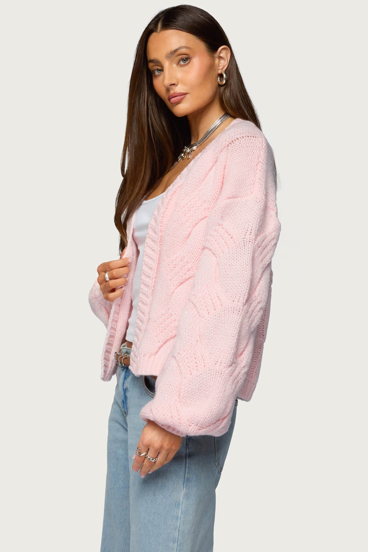Braiden Chunky Cable Knit Cardigan - Image 4