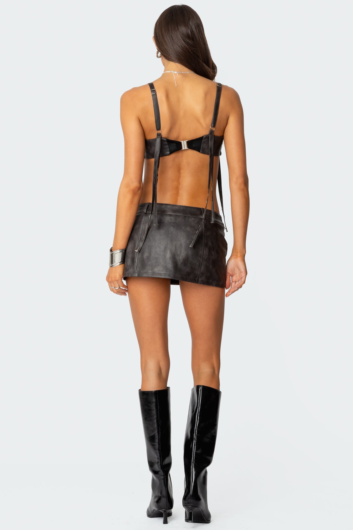 Sadaf Faux Leather Bra Top - Image 5