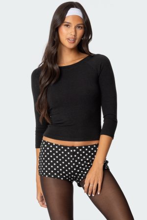 Mary Three-Quarter Sleeve Wide Neck Top