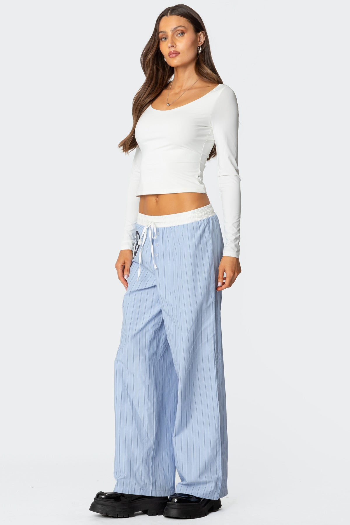 Erez Contrast Waist Striped Pants - Image 3