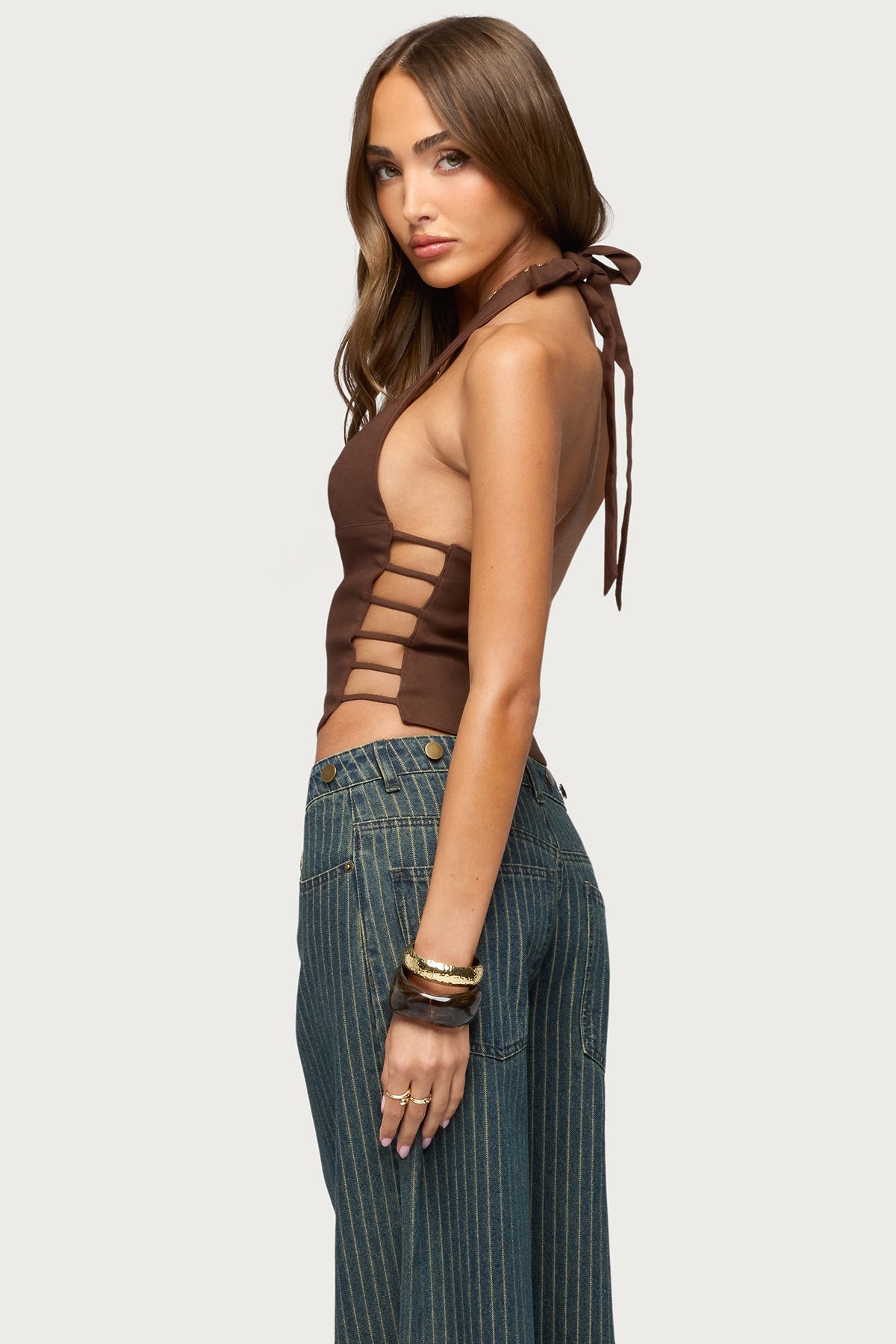 Aneera Cutout Plunging Halter Top - Image 5
