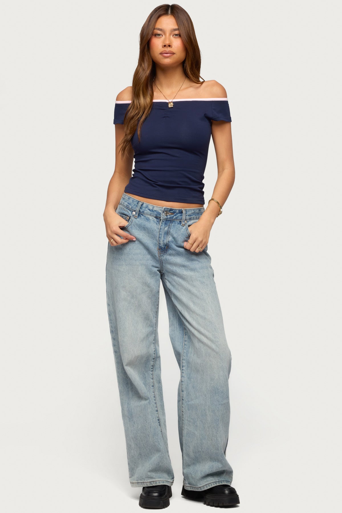 Dellah Contrast Off Shoulder Top - Image 5
