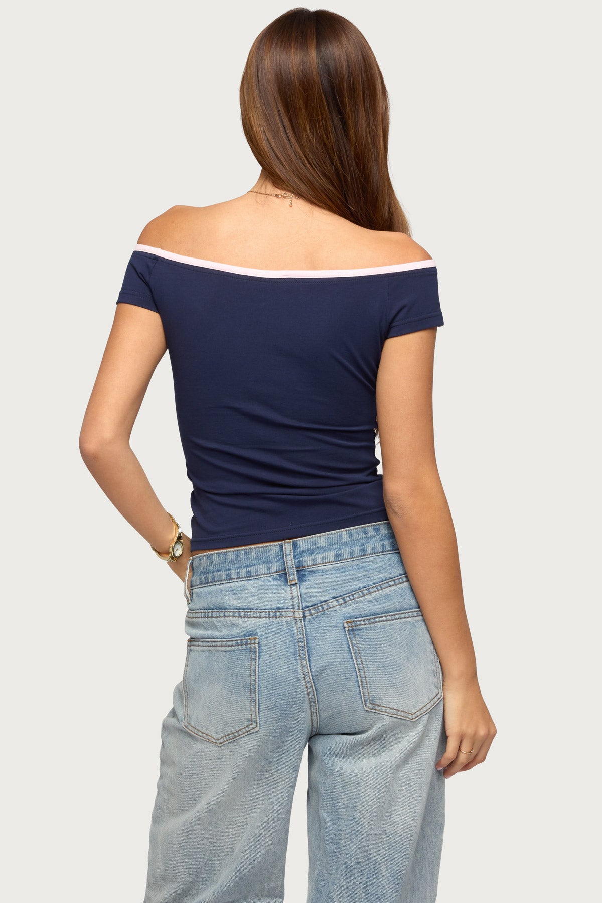 Dellah Contrast Off Shoulder Top - Image 4