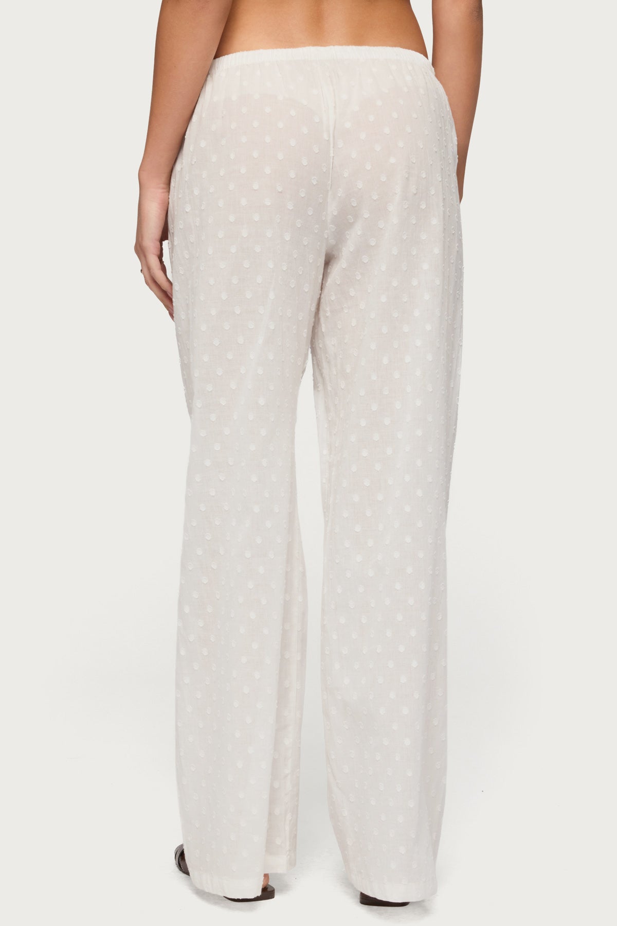 Embroidered Polka Dot Sheer Cotton Pants - Image 5