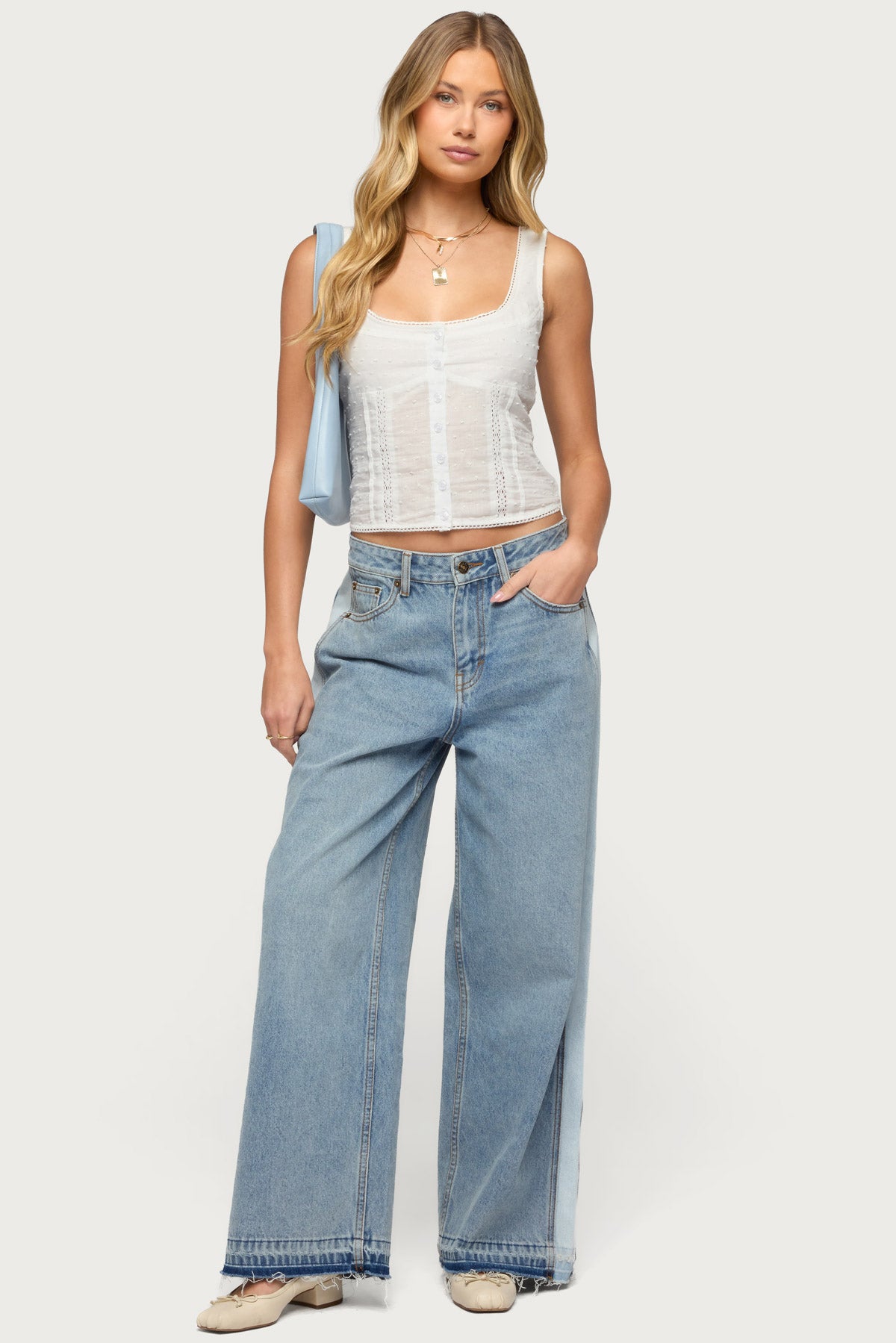 Cailin Contrast Panel Low Rise Baggy Jeans - Image 5