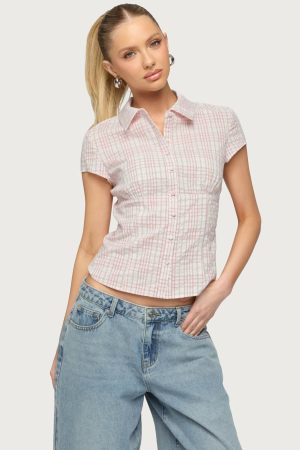 Naiah Plaid Tailored Button Up Shirt