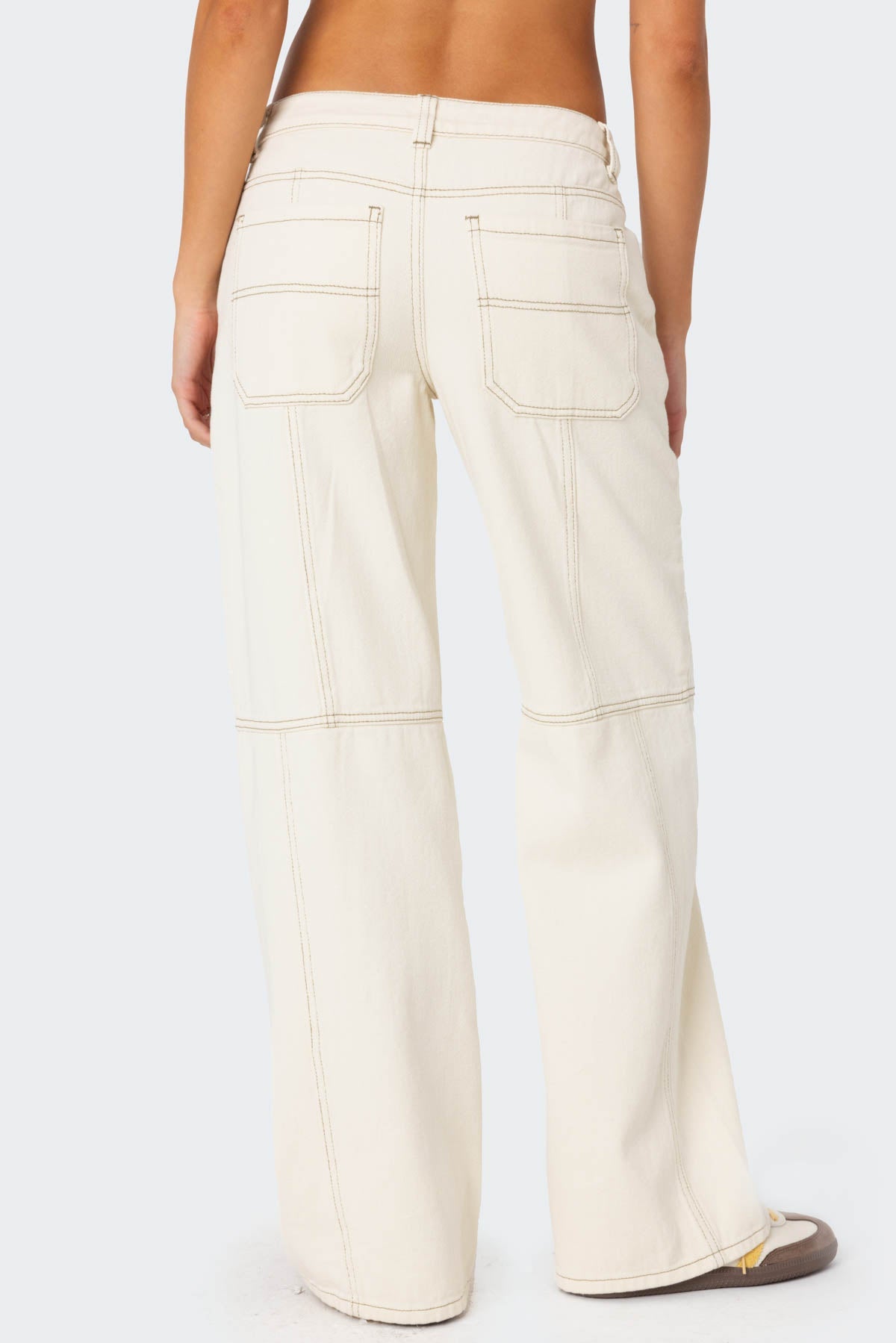 Contrast Stitch Low Rise Baggy Jeans - Image 5