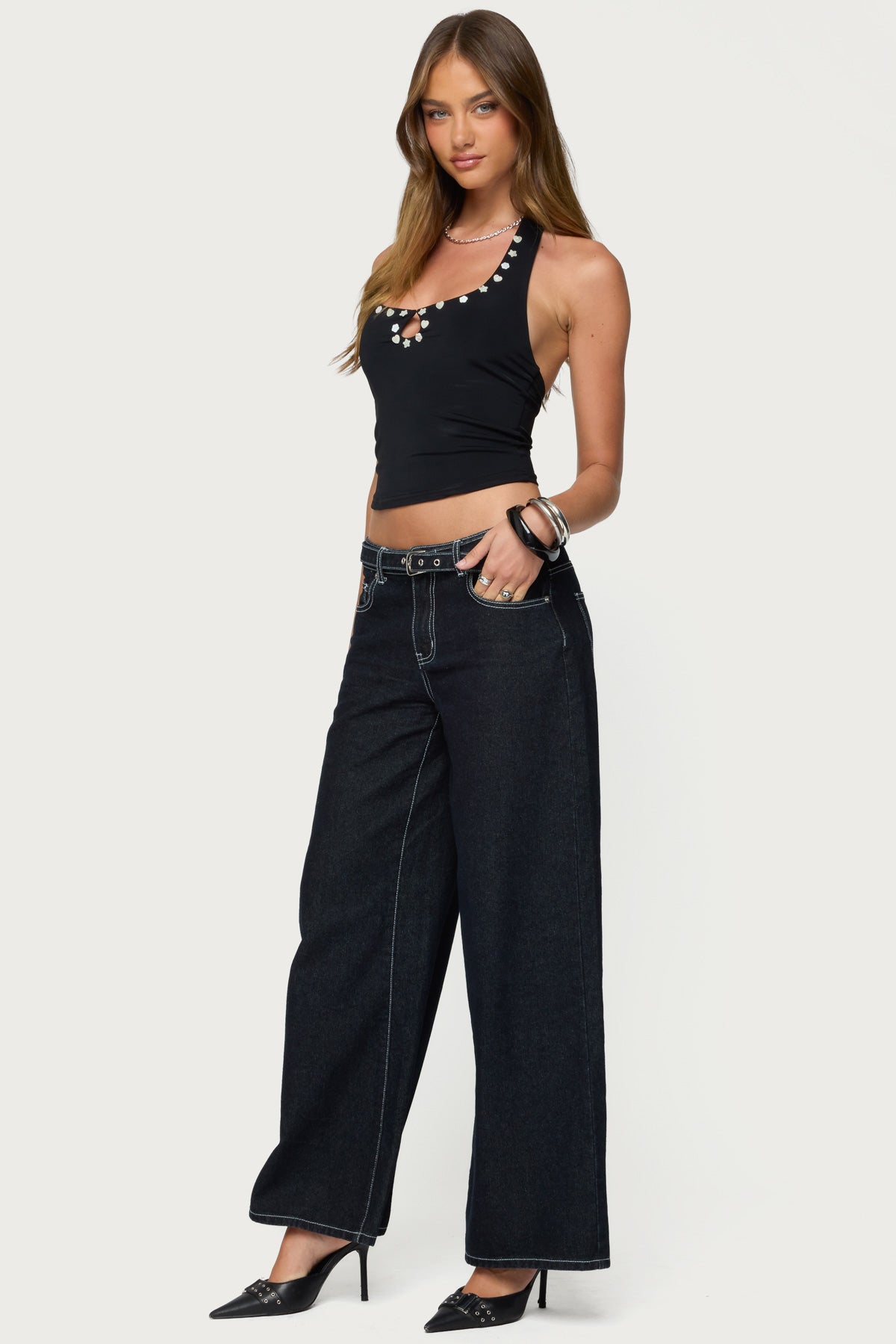 Coraline Button Cutout Halter Top - Image 4