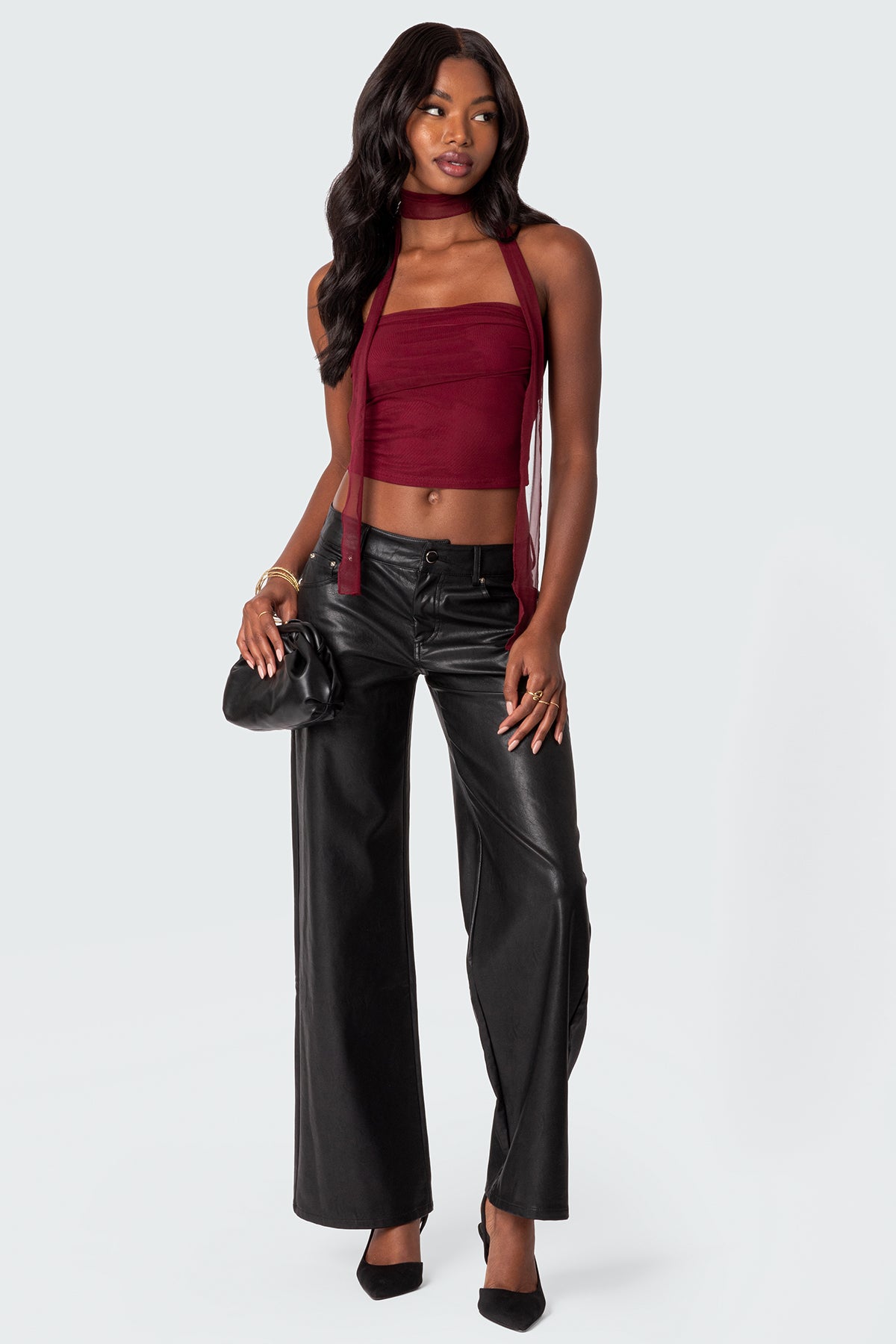 Faux Leather Straight Leg Pants - Image 5
