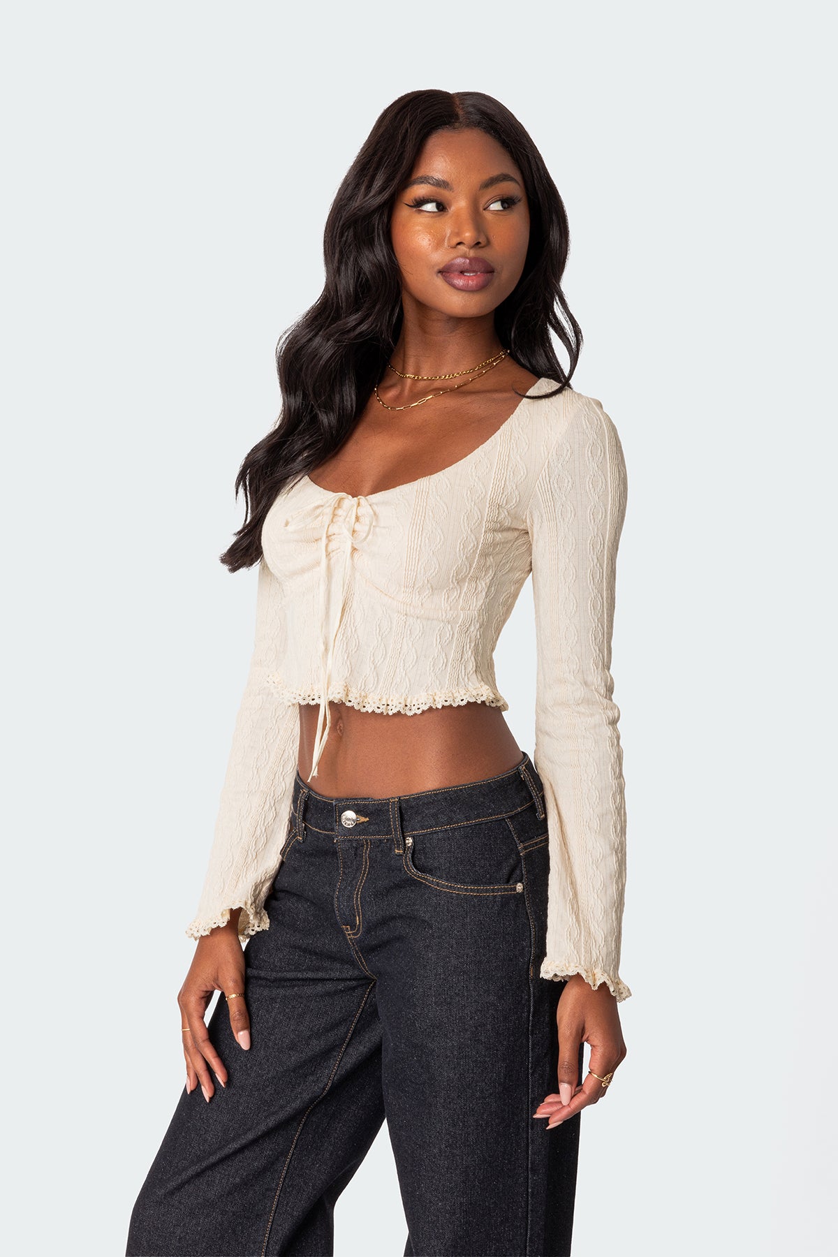 Lacey Long Sleeve Knit Top - Image 3