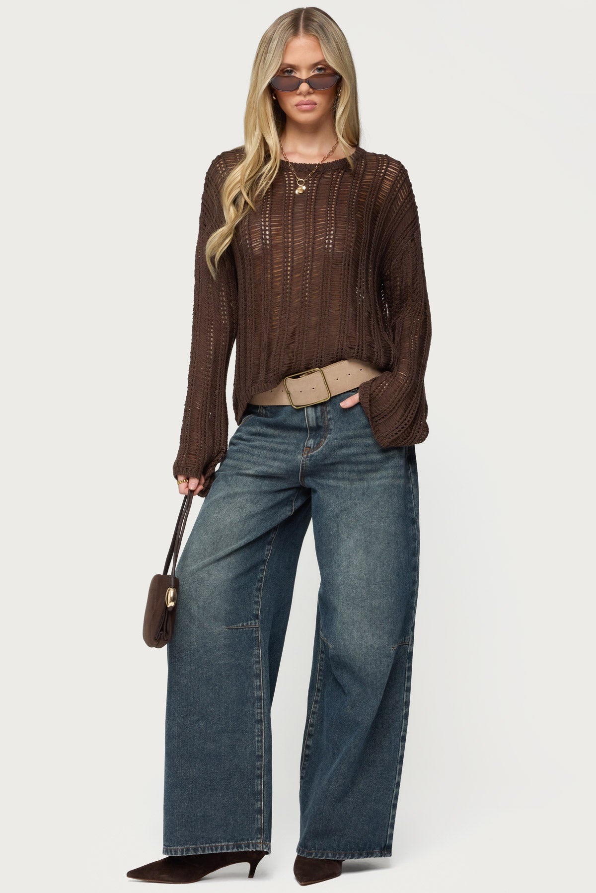 Jaide Sheer Ladder Knit Sweater - Image 2