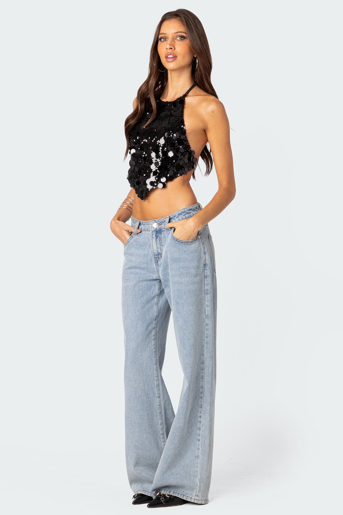 Caelia Sequin Open Back Top - Image 5