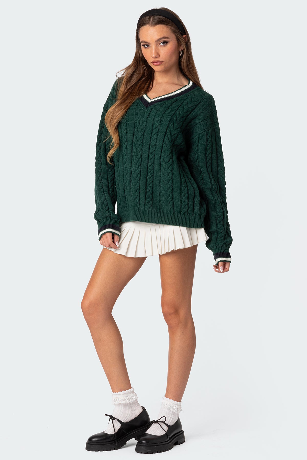 Donna Denim Pleated Mini Skort - Image 5