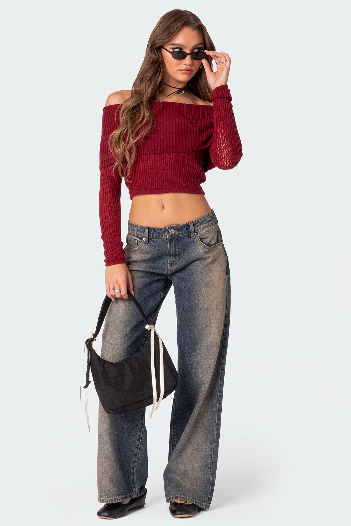 Lili fold over knit top - Image 2
