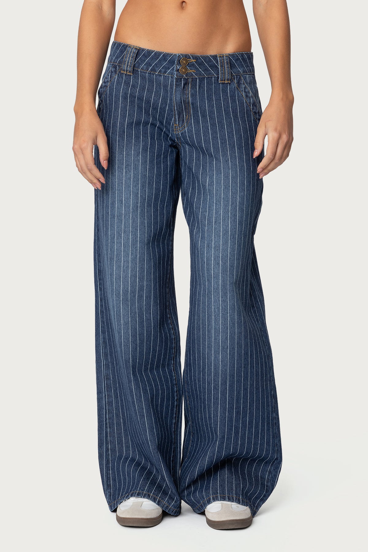 Cory Striped Low Rise Baggy Jeans - Image 2