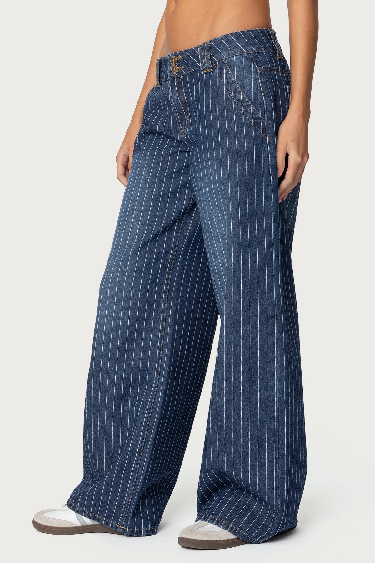 Cory Striped Low Rise Baggy Jeans - Image 4