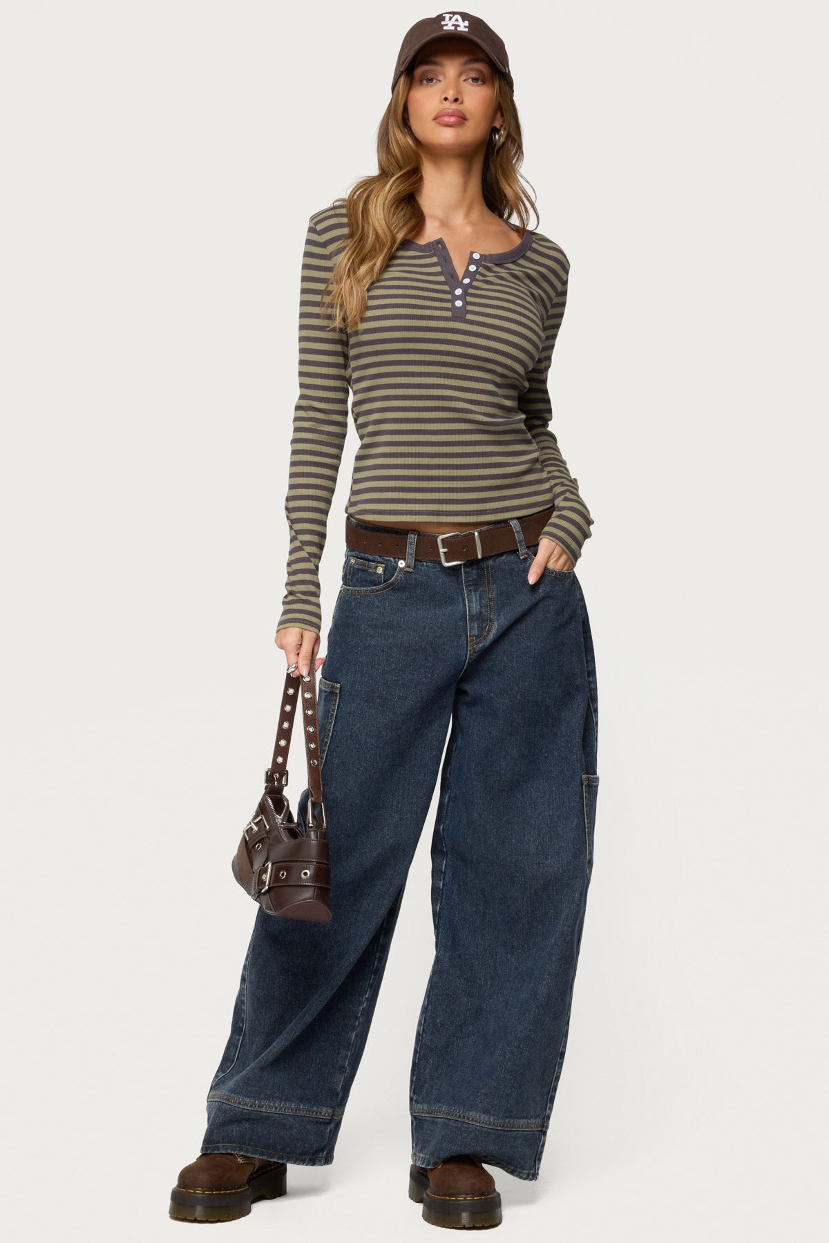 Roma Striped Henley Top - Image 2