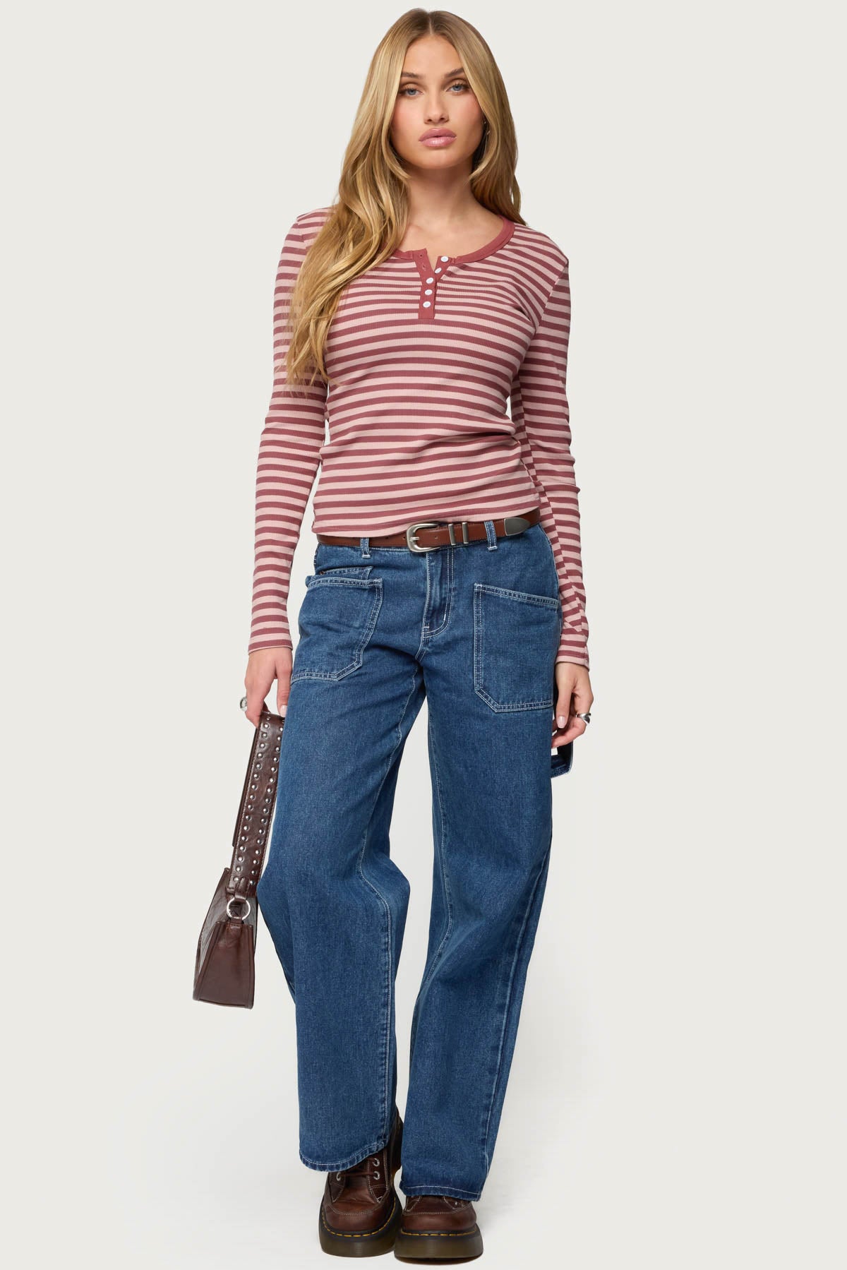 Roma Striped Henley Top - Image 3