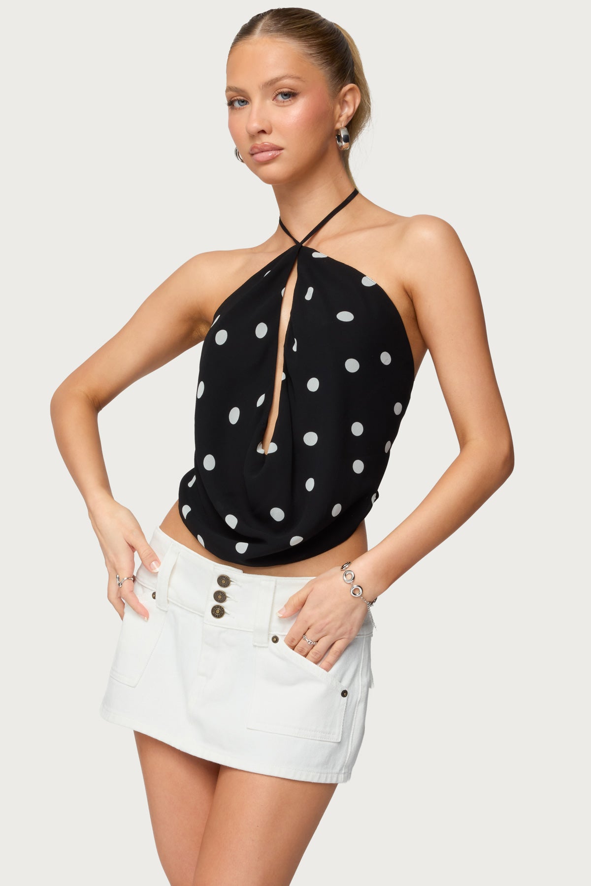 Chiffon Backless Cowl Neck Top - Image 3