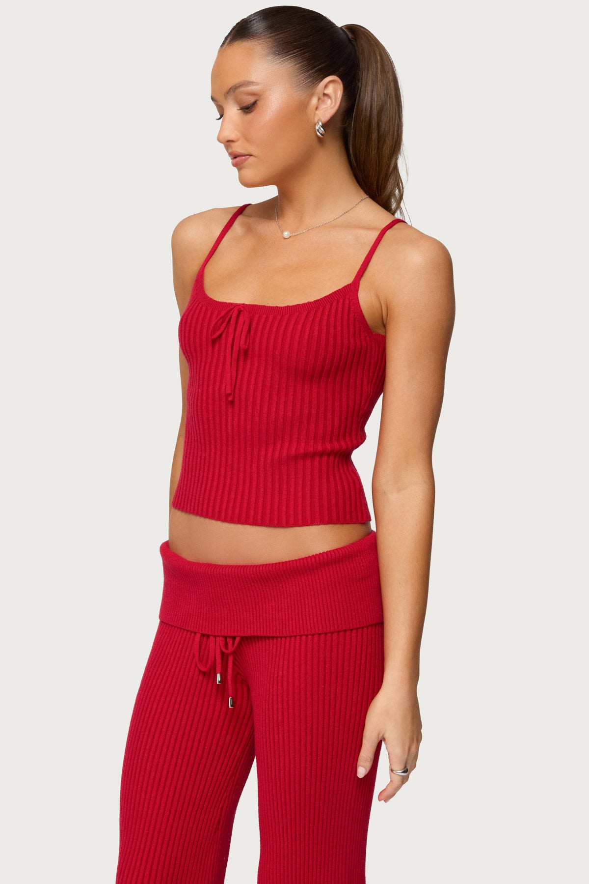 Adannah Tie Ribbed Knit Tank Top - Image 3