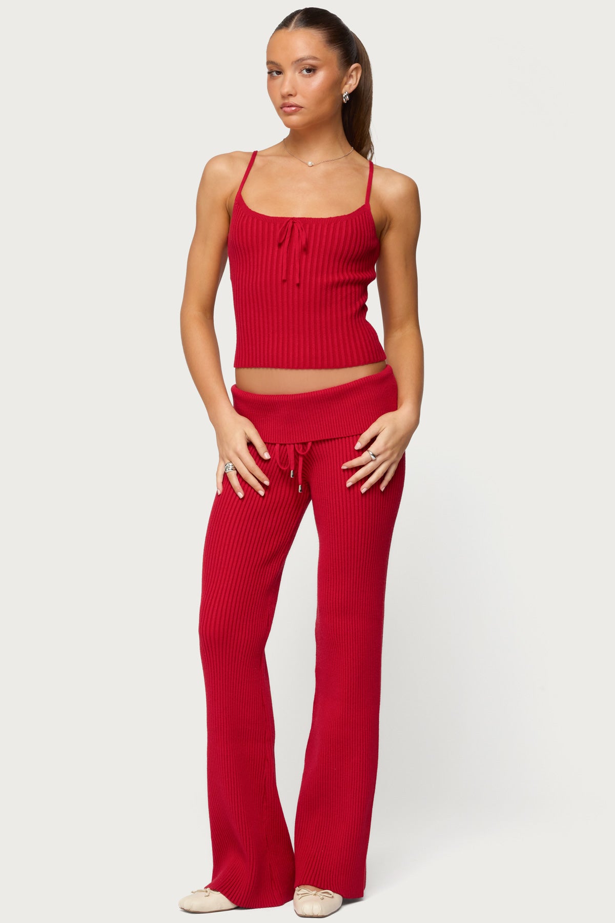 Adannah Foldover Ribbed Knit Pants - Image 5