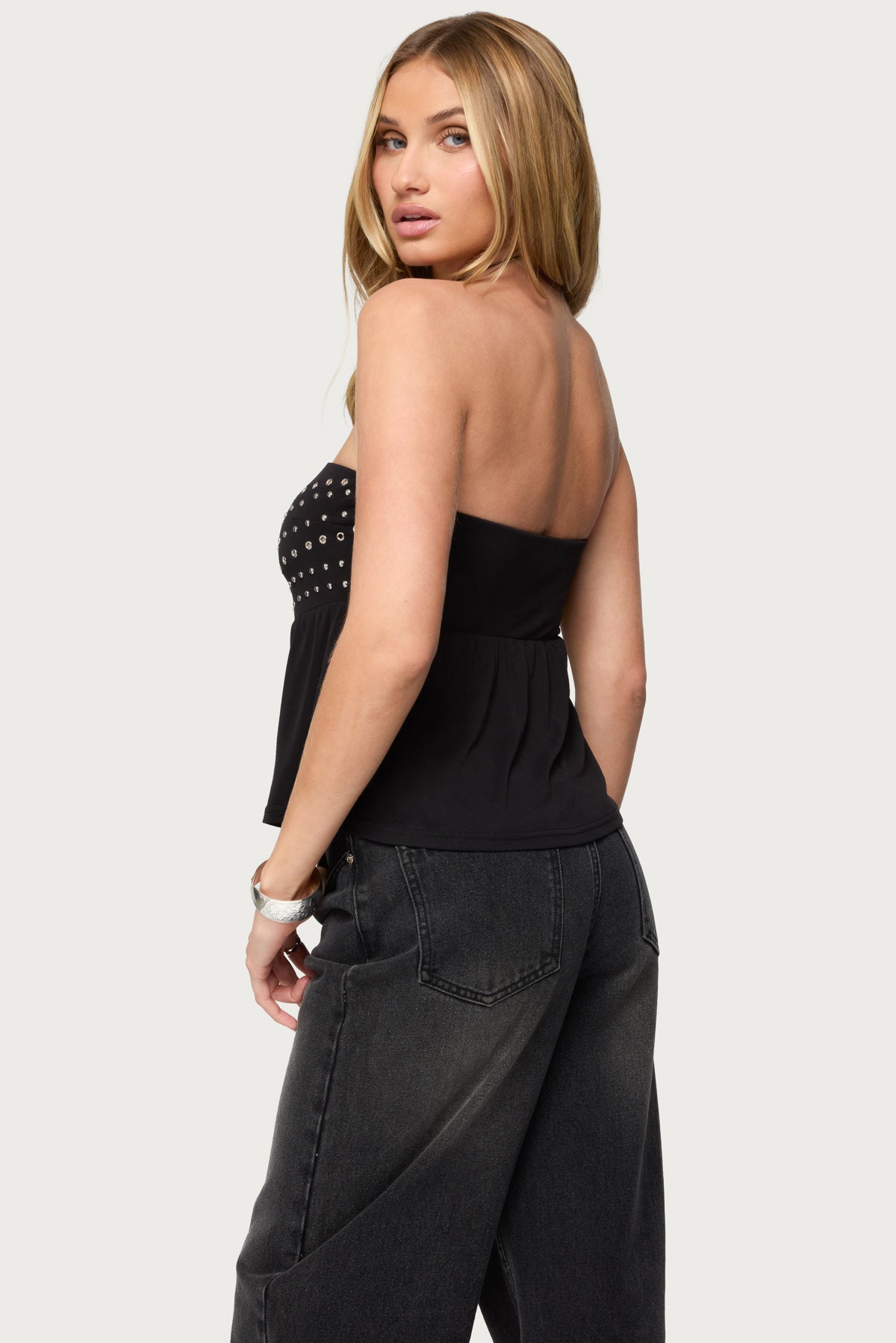Alease Stud & Grommet Strapless Top - Image 4