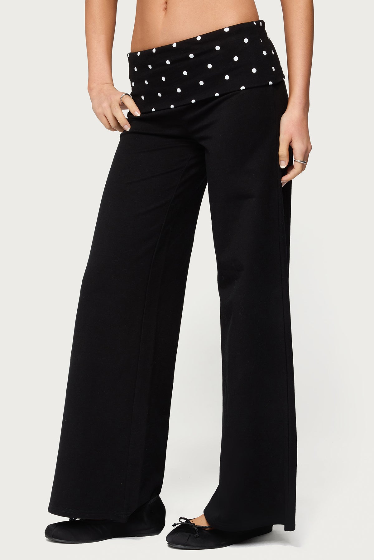 Petite Reeva Polka Dot Foldover Pants - Image 4