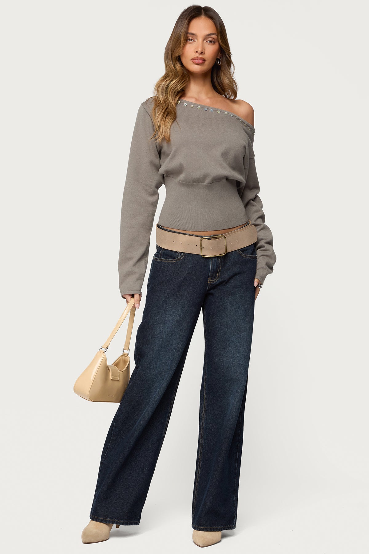 Carmela Iridescent Button Off Shoulder Sweater - Image 2