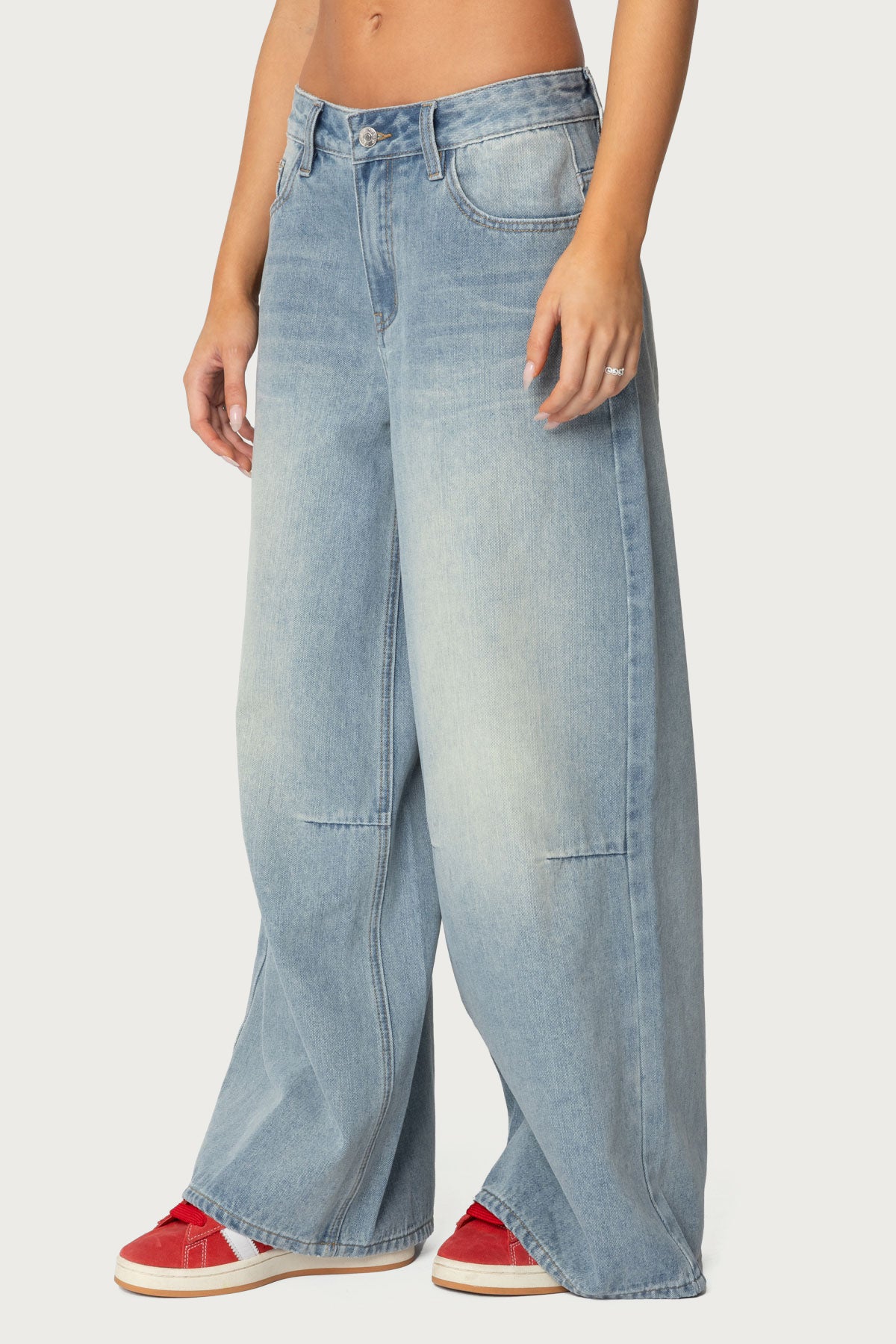 Skater Girl Washed Low Rise Baggy Jeans - Image 3