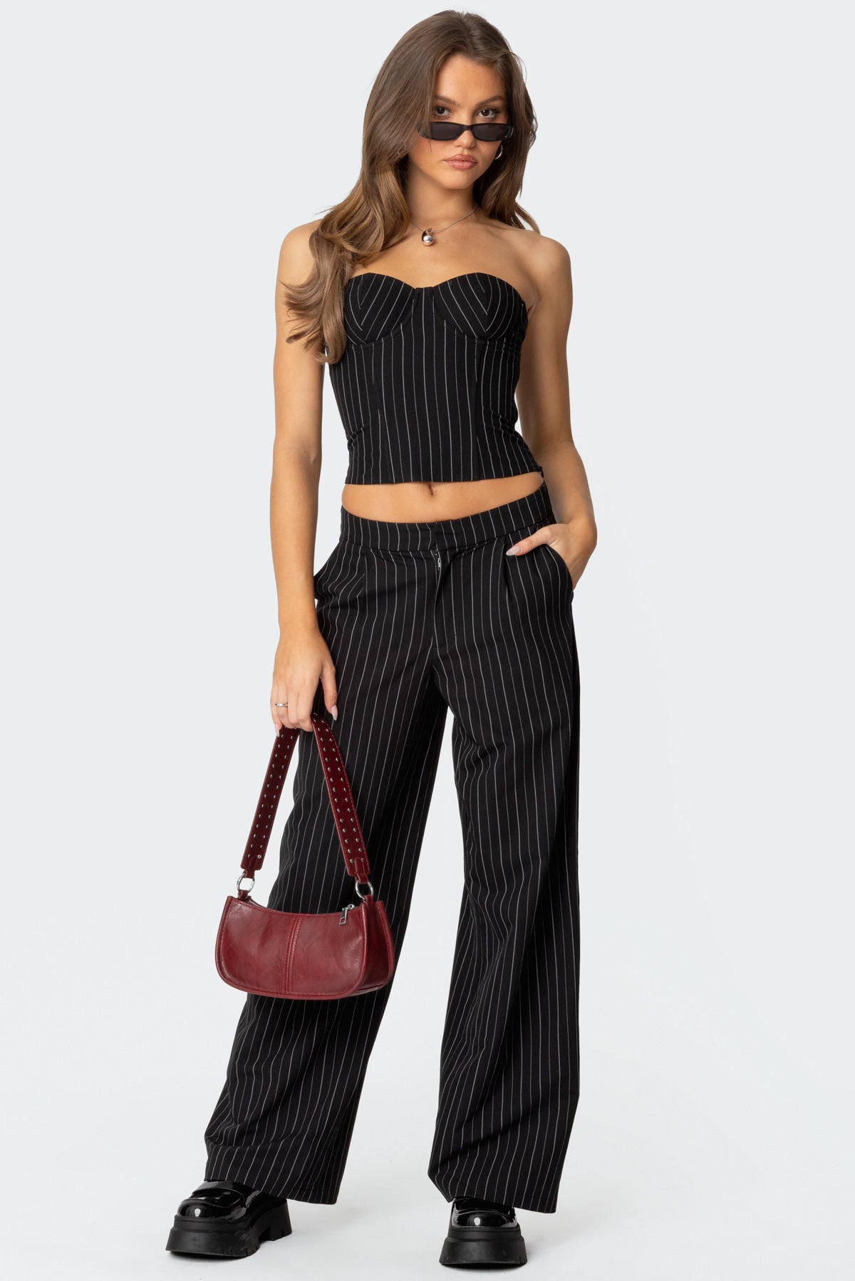 Aliza Strapless Pinstripe Corset - Image 2