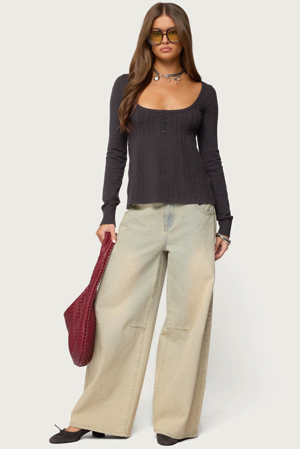 Jaylah Cable Knit Babydoll Top - Image 2