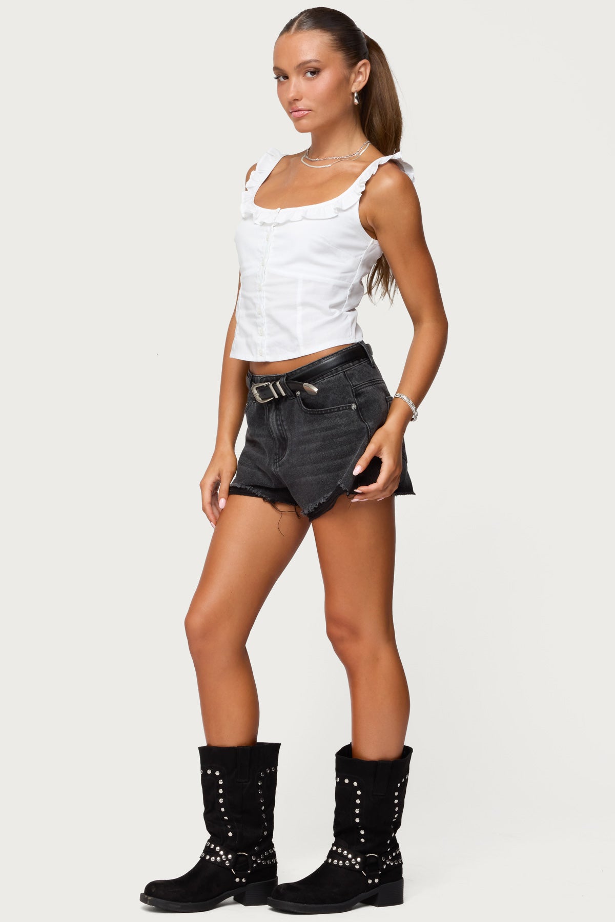 Noga Ruffle Woven Button Up Top - Image 5
