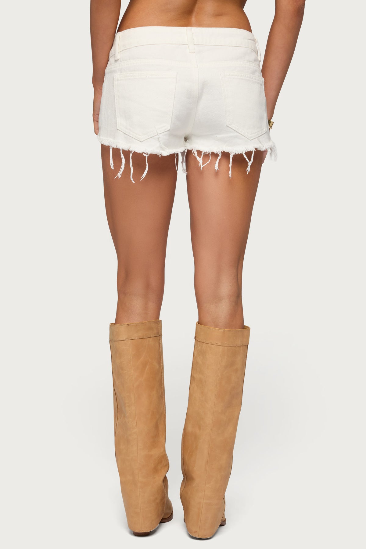 Frayed Vintage Washed Denim Shorts - Image 4