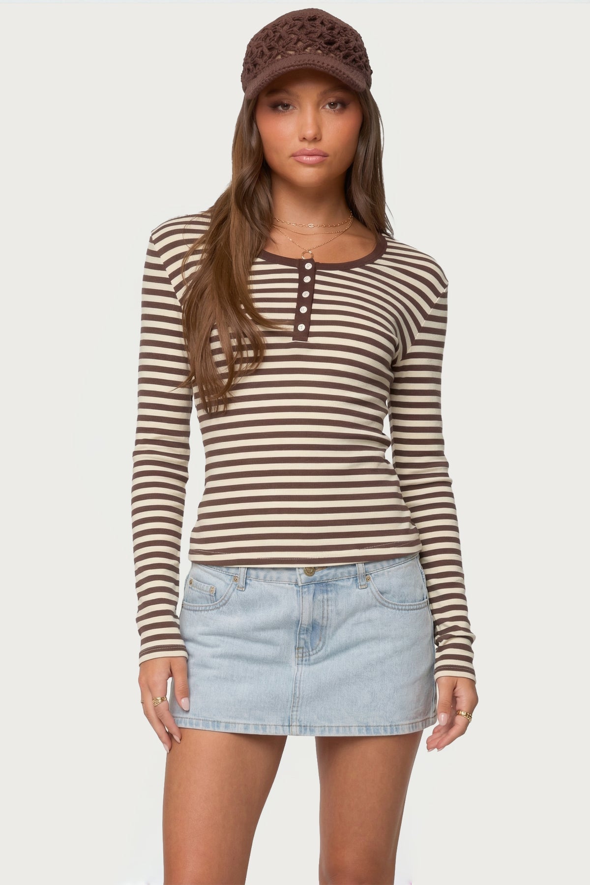 Roma Striped Henley Top - Image 4