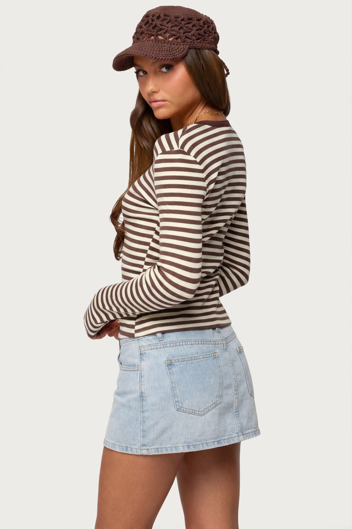 Roma Striped Henley Top - Image 6