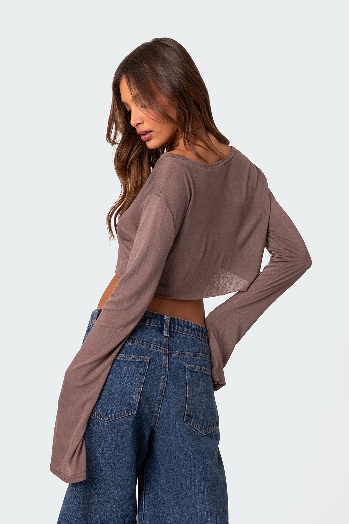 Sheer Raw Hem Crop Top - Image 4