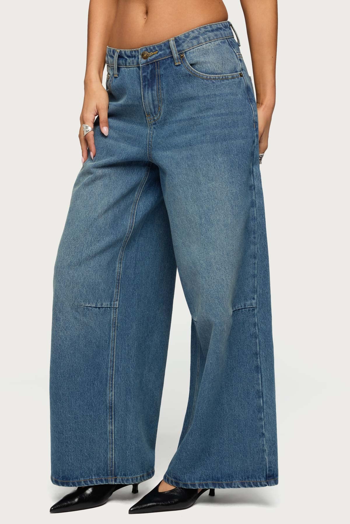 Skater Girl Washed Low Rise Baggy Jeans - Image 4